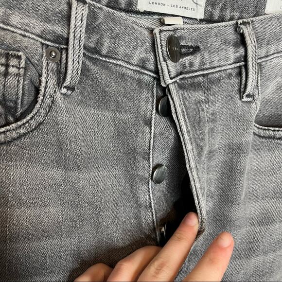 Frame Grey Distressed Le Original Raw Edge Cold Ash Relaxed Fit Jeans Size 24 - Picture 8 of 10